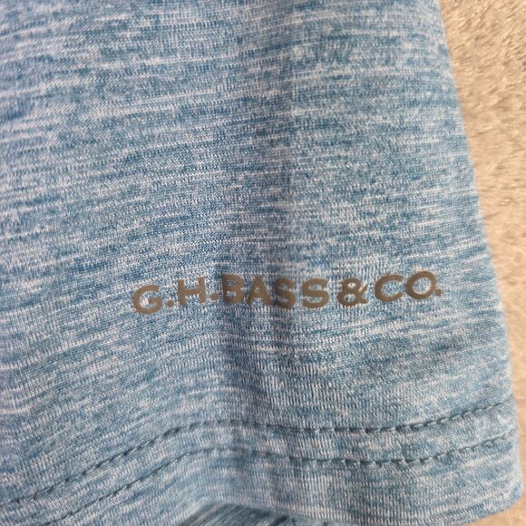 Mens G.H. Bass & Co. Heather Blue Polo Shirt Short Sleeve Polyester Stretch L - Picture 3 of 8